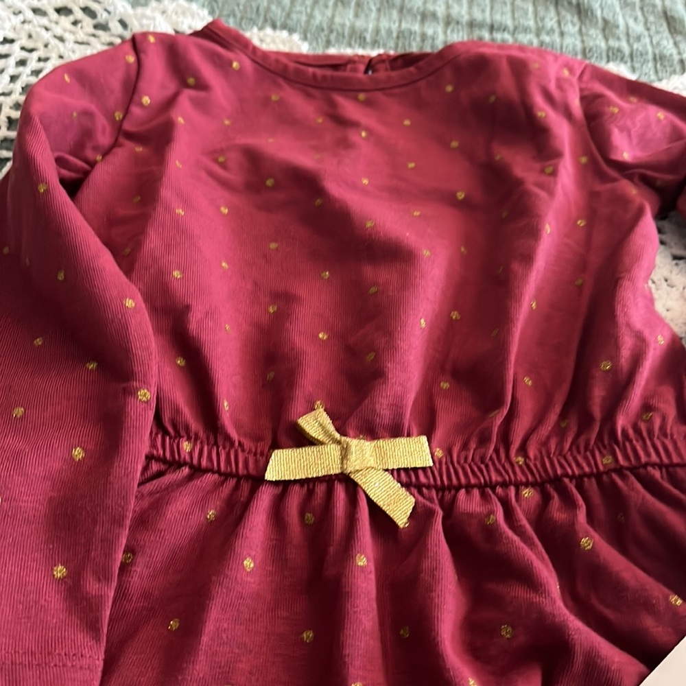 Girls Just one you.  Made by Carters maroon with gold spots. Size 2T - Picture 3 of 6